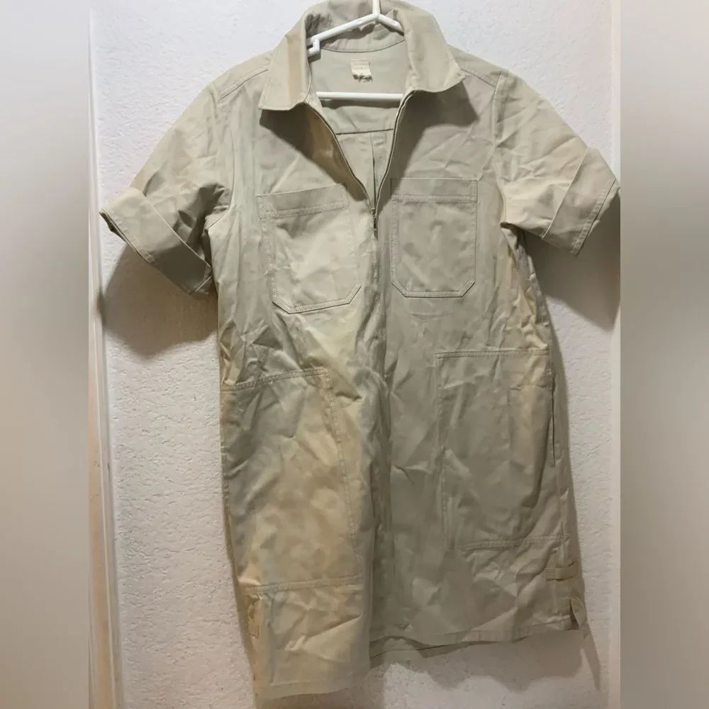 LEE MATTHEW'S Women's Mini Dress shirt front zip short Sleeve Size M